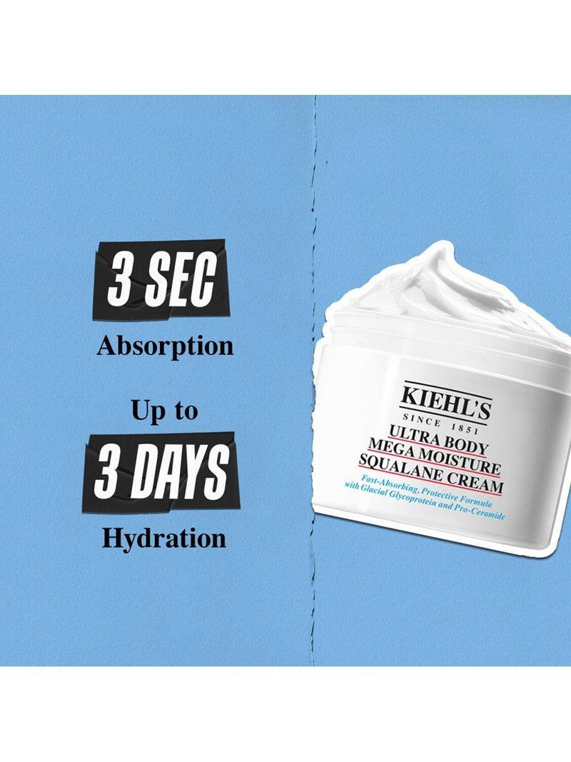 Kiehl's Ultra Body Mega Moisture Squalane Cream 250ml, imported from the UK