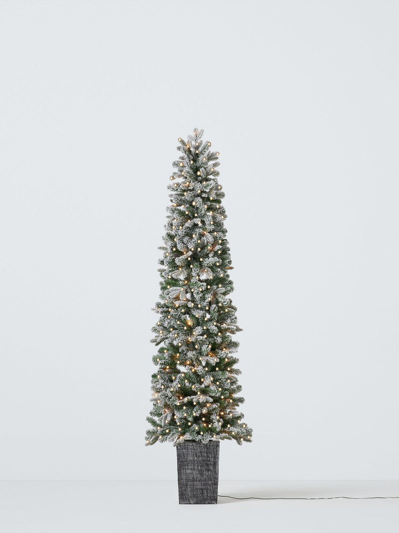 Potted Pre-Lit Artificial Christmas Tree with Snowy Frosting