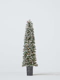 Potted Pre-Lit Artificial Christmas Tree with Snowy Frosting