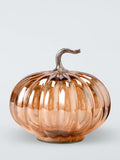Pearlised Orange Glass Pumpkin Decoration