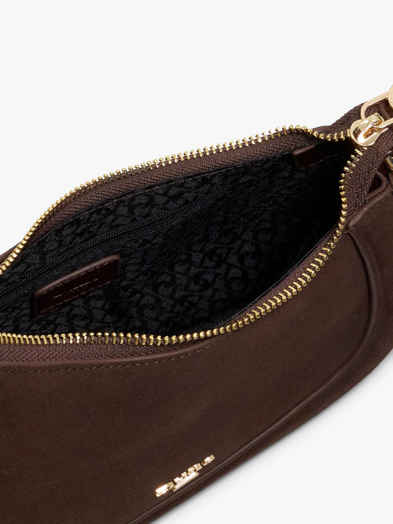 Dune London Direction suede shoulder bag with chain detail, UK version