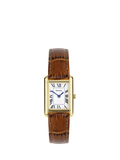 Sekonda women's rectangular guilloche dial watch with leather strap (British brand)