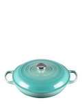 Le Creuset cast iron shallow casserole in cool mint, UK version