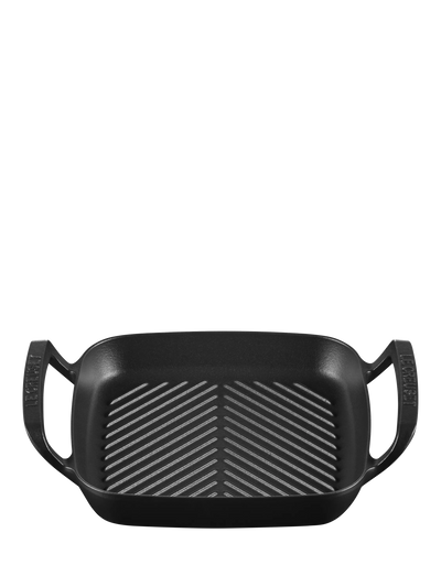John Lewis Le Creuset BBQ Outdoor Cast Iron Square Grill, 26cm, Matte Black- Buy online at McGrocer