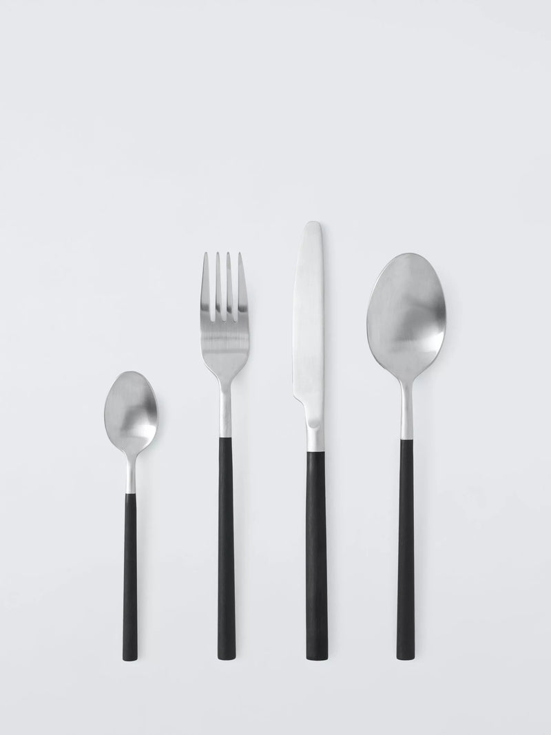 John Lewis black recycled handle cutlery set 16 piece (British brand)