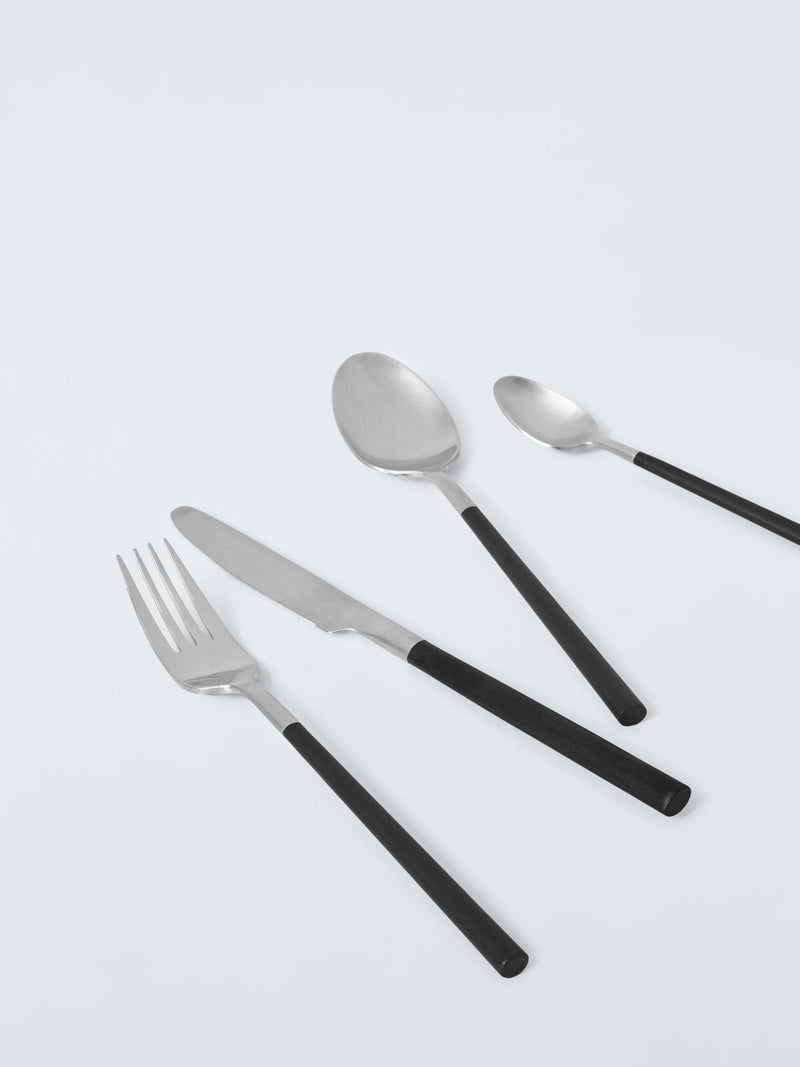 John Lewis black recycled handle cutlery set 16 piece (British brand)
