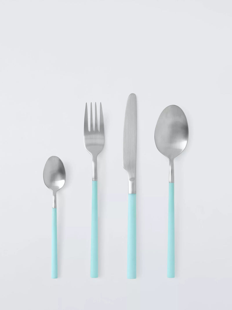 John Lewis recycled handle cutlery set 16 piece blue, UK version