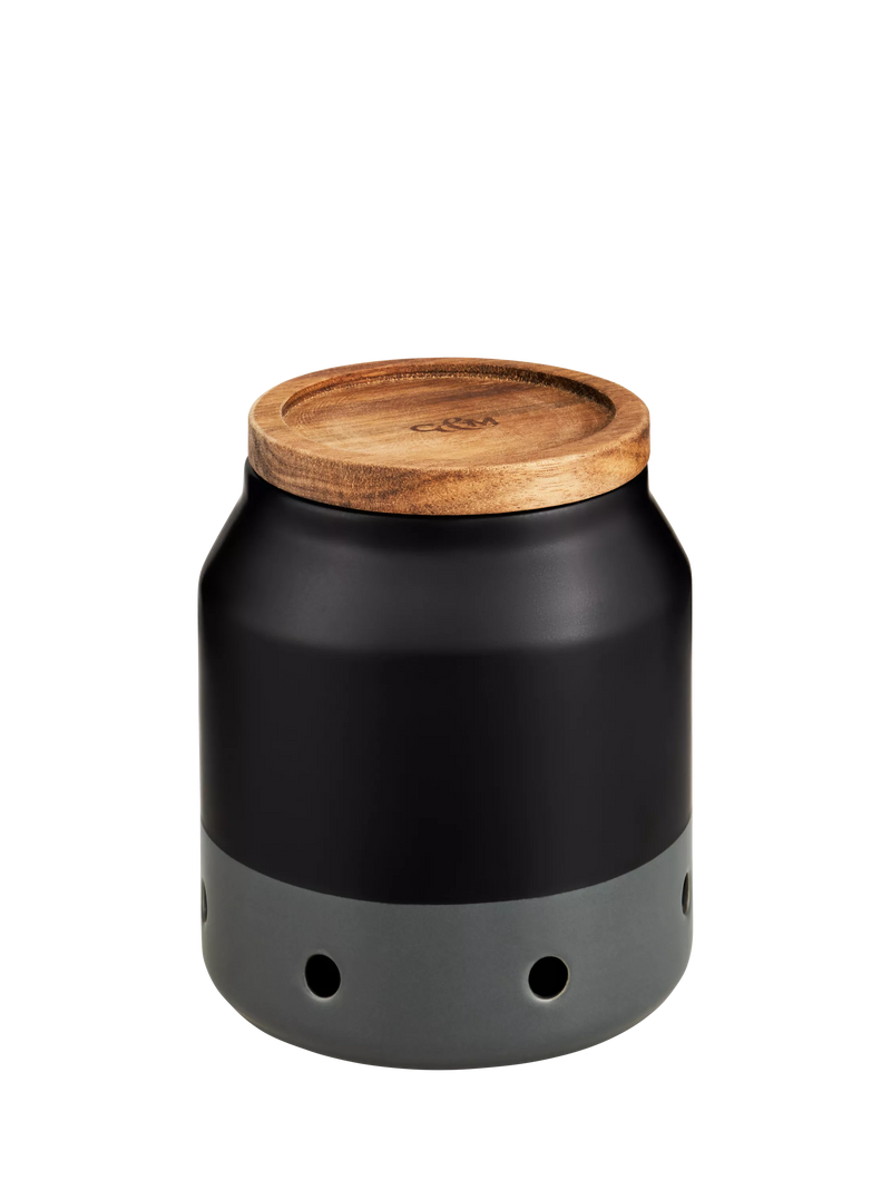 Cole & Mason Elmdon ceramic garlic jar charcoal grey - British product