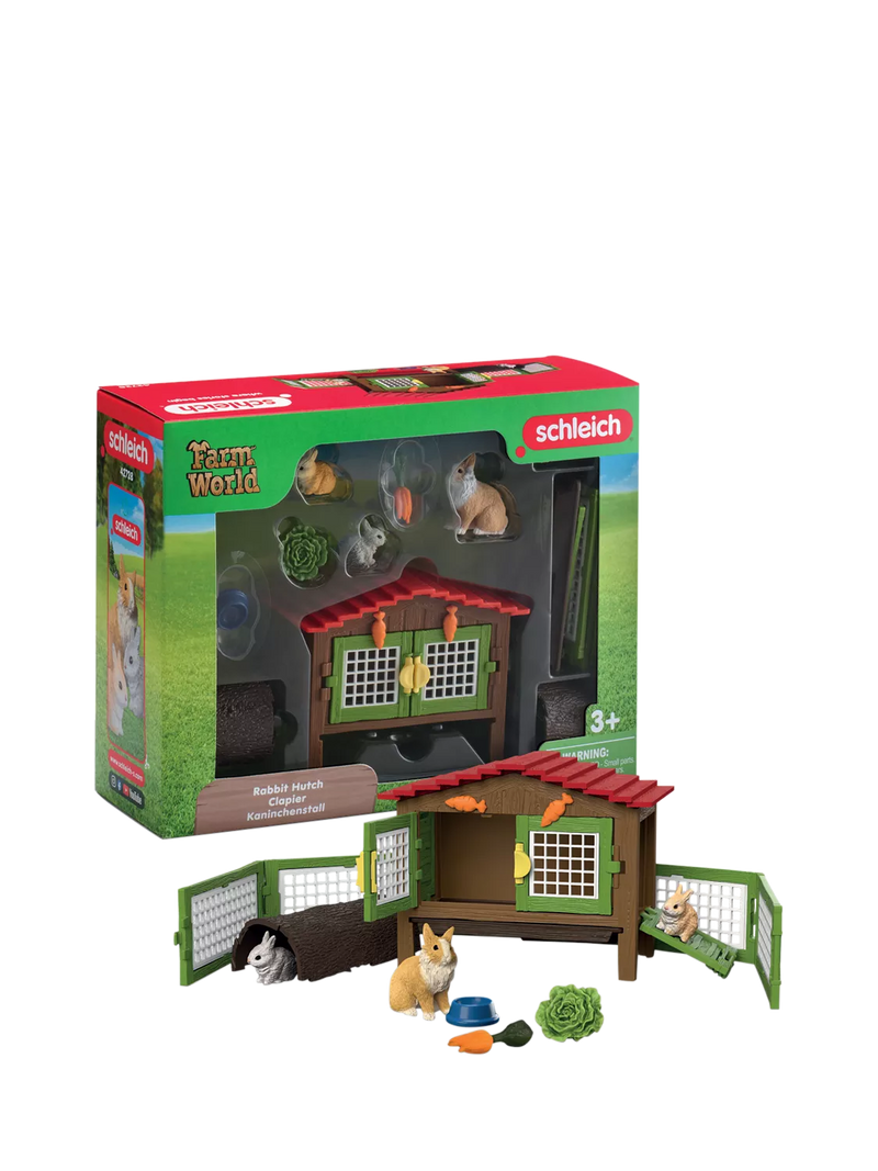 schleich Farm World Rabbit Hutch set with rabbit figurines - British product