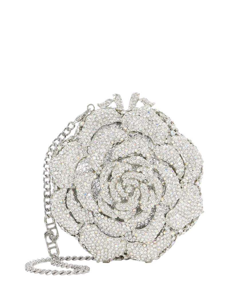 Dune London silver diamante flower clutch bag (British brand)