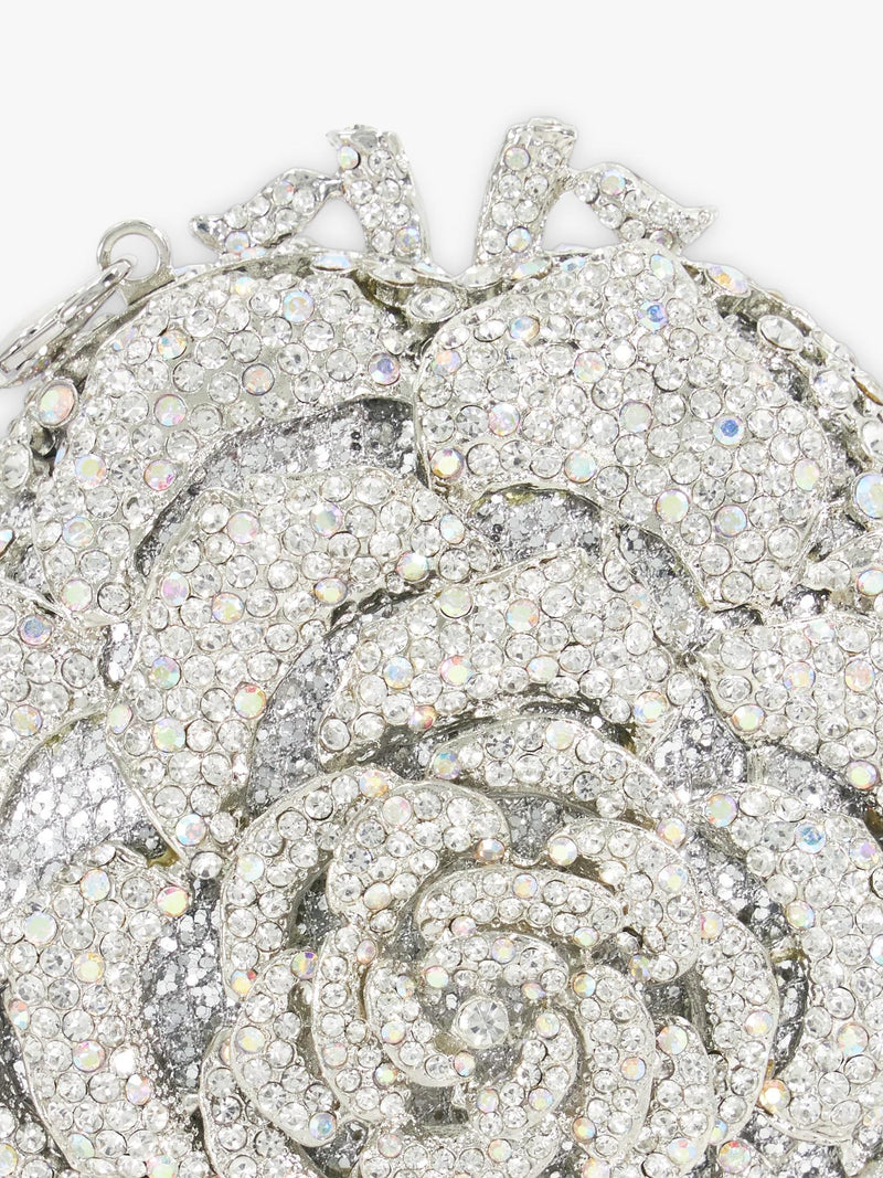 Dune London silver diamante flower clutch bag (British brand)