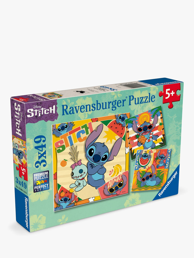 Disney Stitch 3 in a Box jigsaw puzzle set, 49 pieces - British product