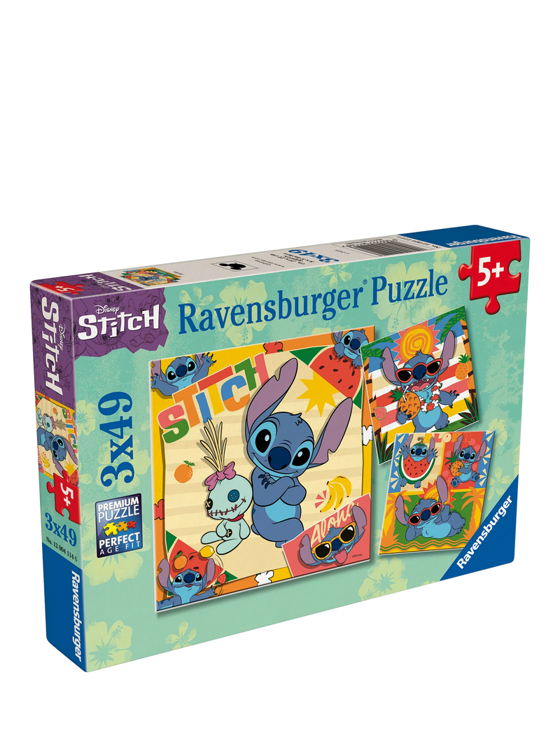 Disney Stitch 3 in a Box jigsaw puzzle set, 49 pieces - British product