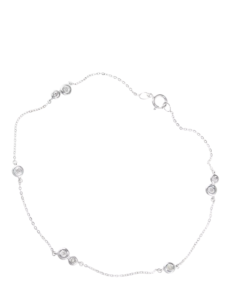 Mogul 9ct white gold double circle diamond bracelet 0.07ct, UK version