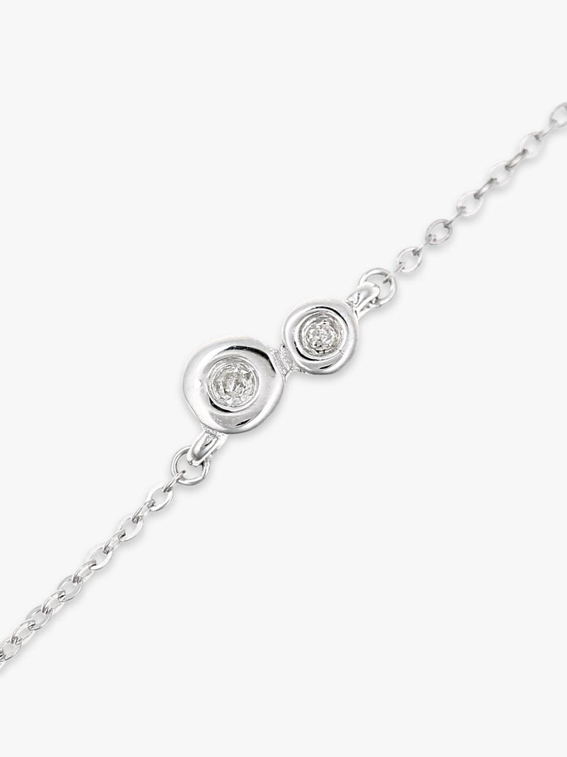 Mogul 9ct white gold double circle diamond bracelet 0.07ct, UK version