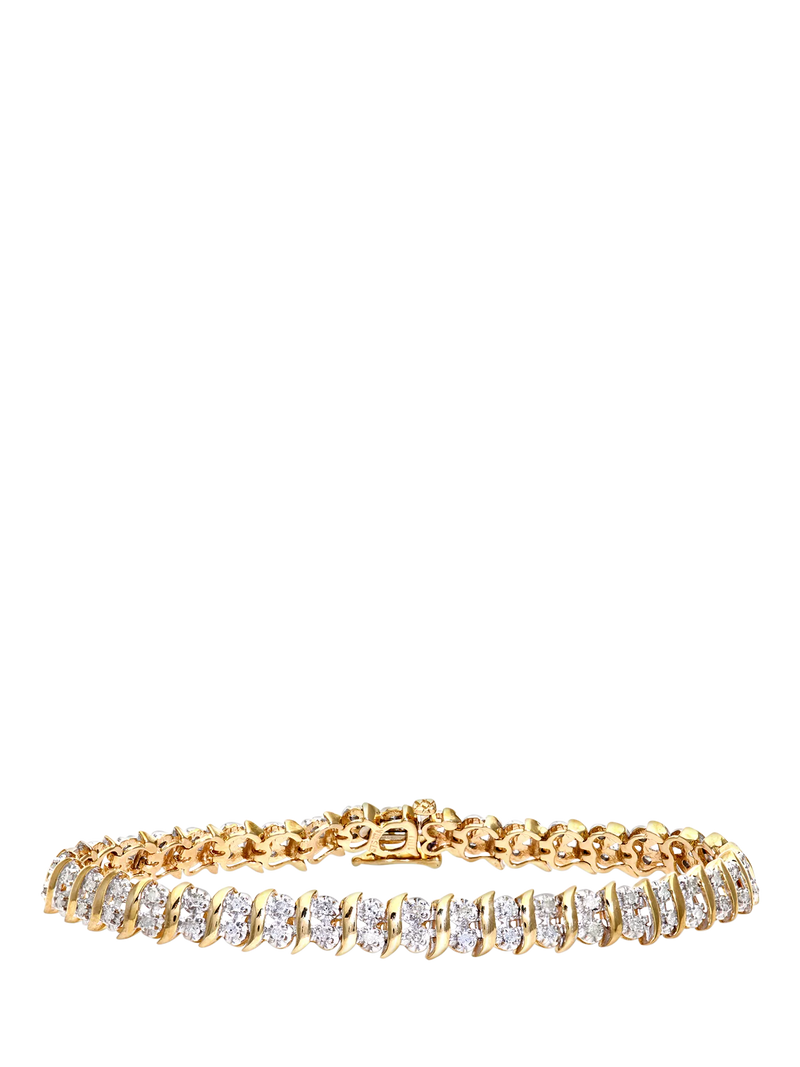Mogul 9ct gold double row tennis bracelet 1ct diamonds, UK version