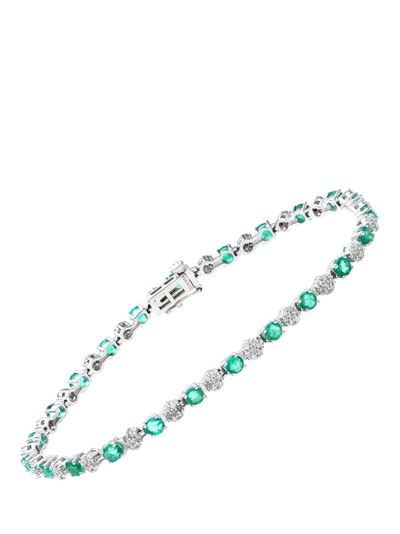 Mogul diamond and emerald tennis bracelet 9ct white gold - British product
