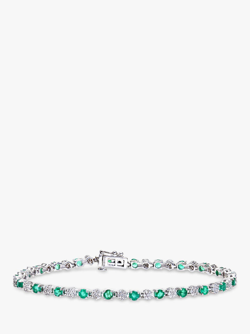 Mogul diamond and emerald tennis bracelet 9ct white gold - British product