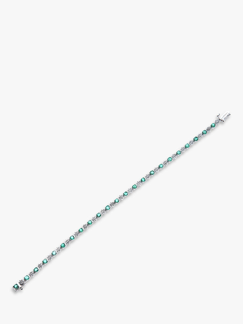 Mogul diamond and emerald tennis bracelet 9ct white gold - British product