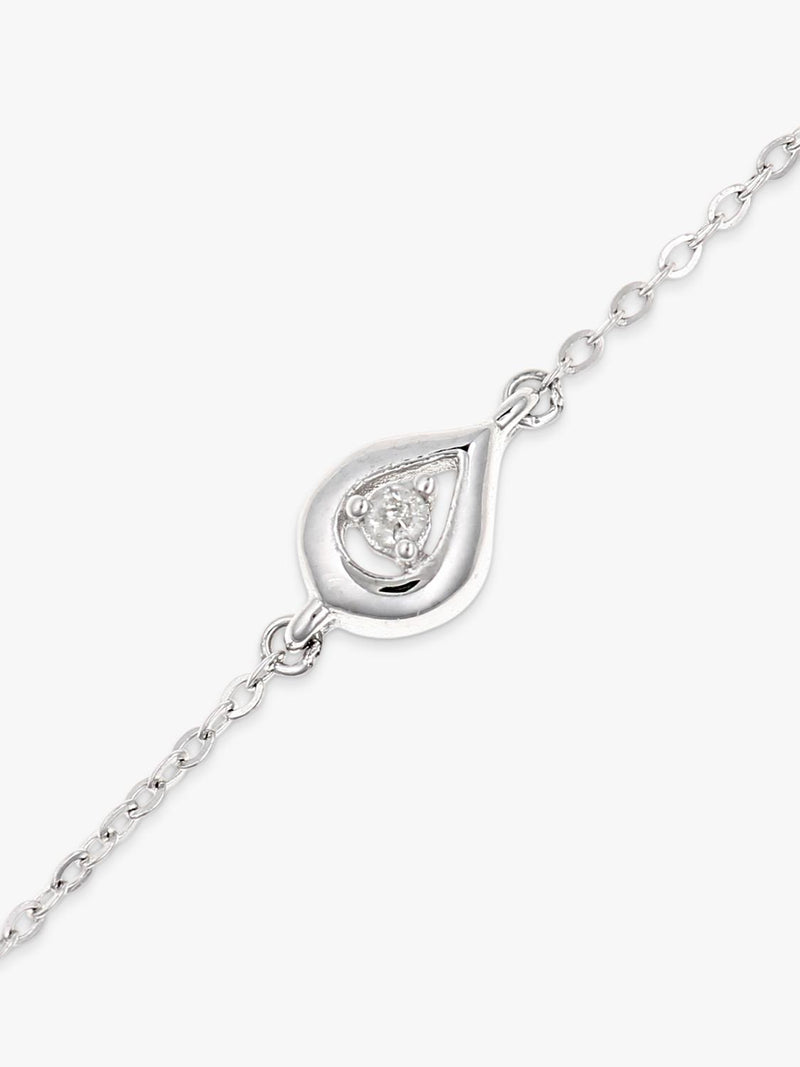 Mogul 9ct white gold diamond teardrop station bracelet - British product