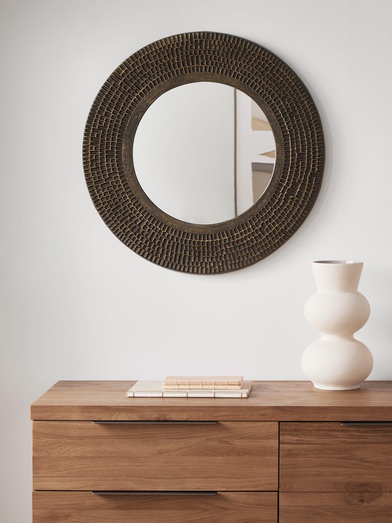 John Lewis Autumn Fusion round wall mirror 65cm antique brass - British product