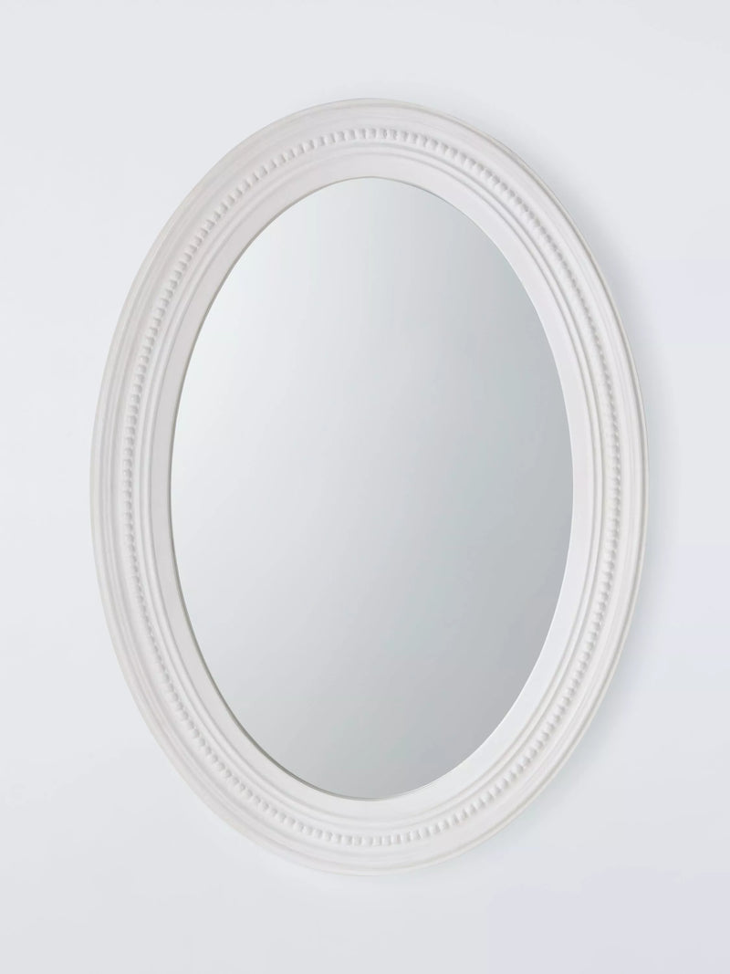 John Lewis hand-carved oval wall mirror white wash 70x50cm, UK version