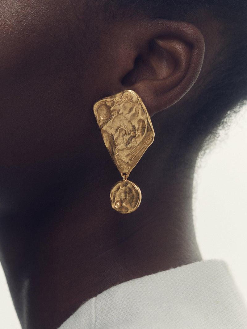 Reiss Mason Molten drop earrings gold large - British product