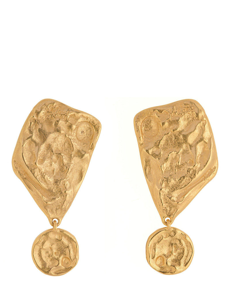 Reiss Mason Molten drop earrings gold large - British product