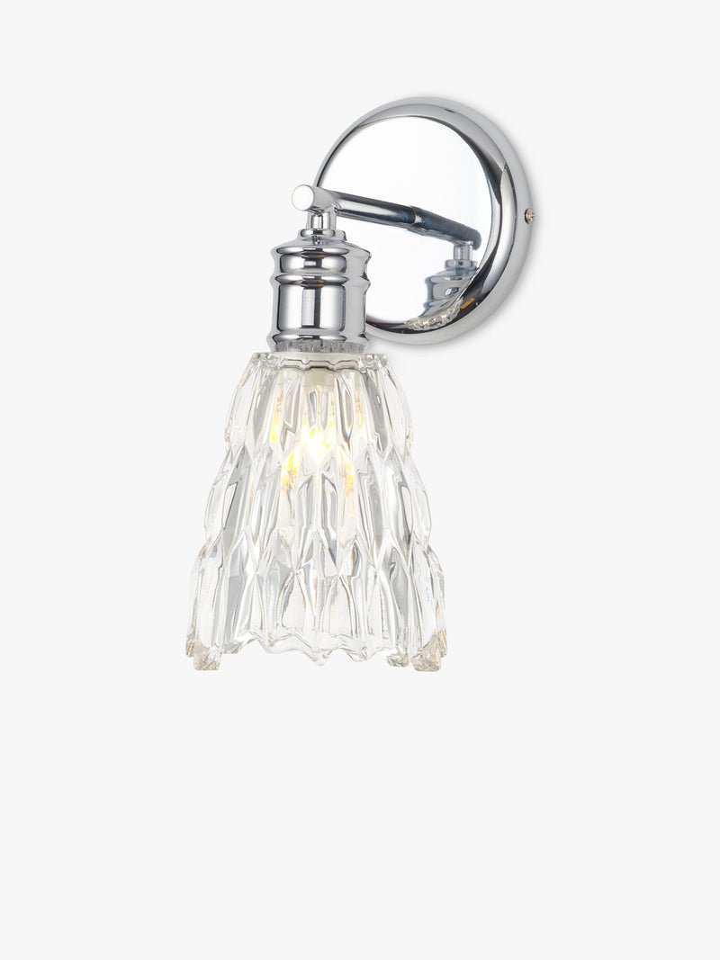 John Lewis Marlow crystal glass wall light chrome, imported from the UK