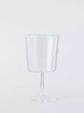 John Lewis stripe rim wine glass 310ml light blue clear, UK version