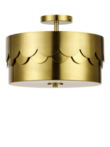 John Lewis John Lewis Bea Scallop Semi Flush Ceiling Light, Brass- Buy online at McGrocer