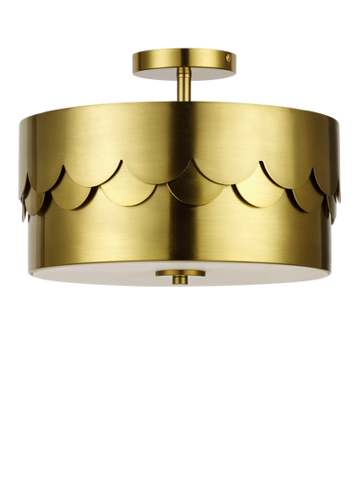 John Lewis John Lewis Bea Scallop Semi Flush Ceiling Light, Brass- Buy online at McGrocer