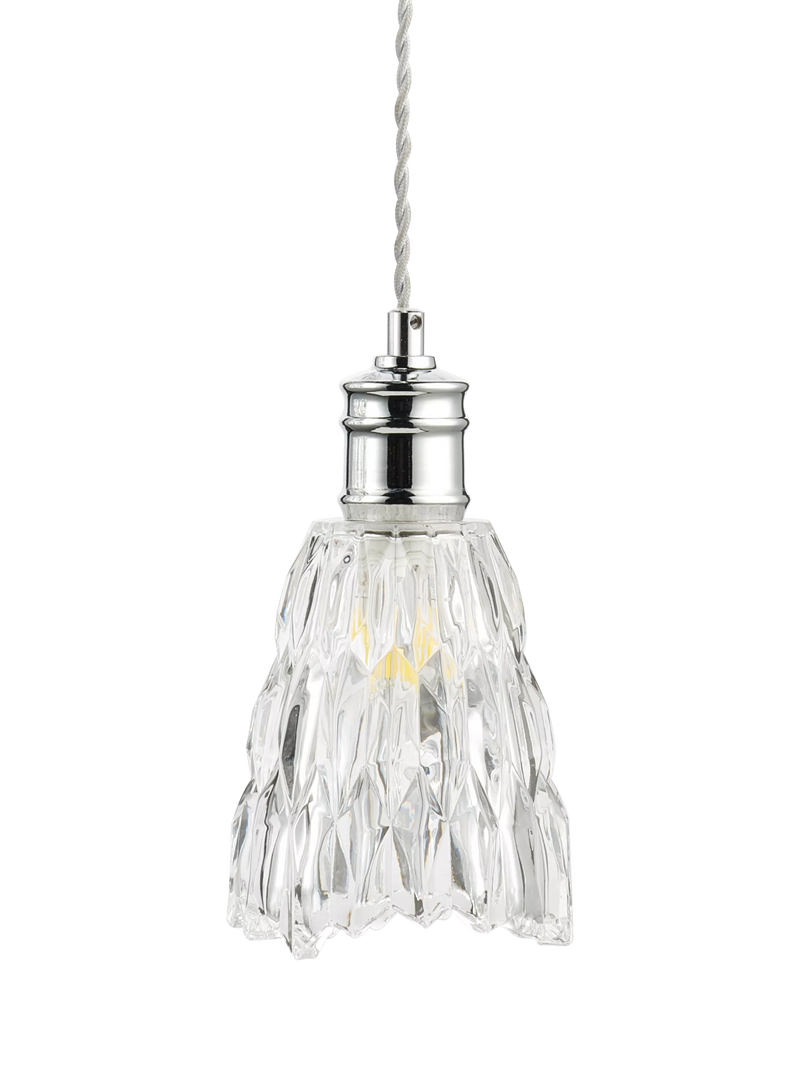 John Lewis Marlow crystal glass ceiling shade chrome 15x12.5cm (British brand)
