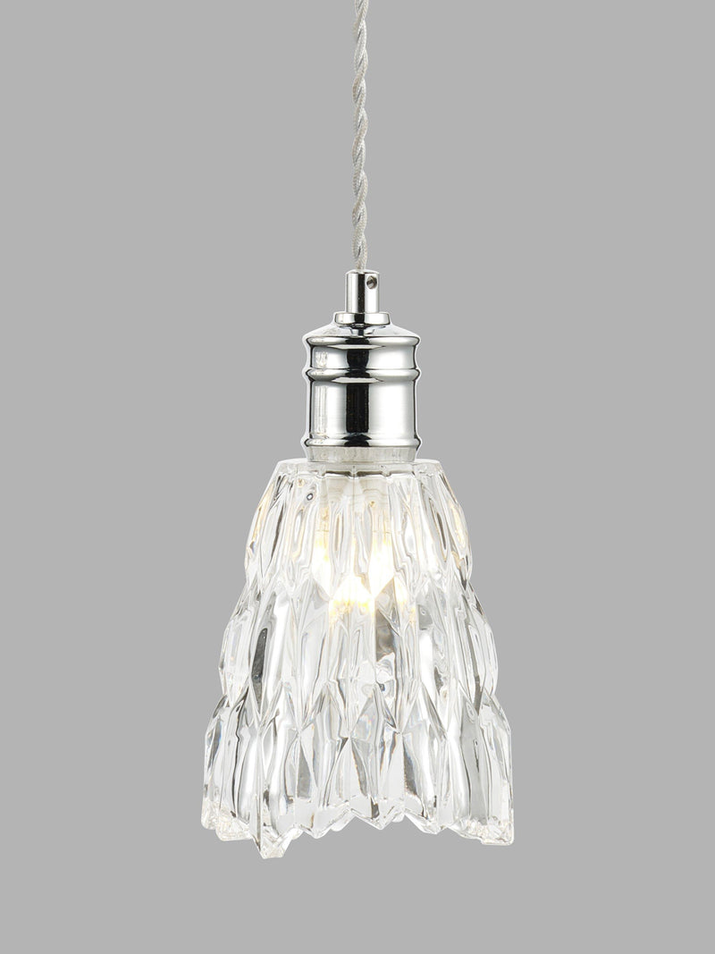 John Lewis Marlow crystal glass ceiling shade chrome 15x12.5cm (British brand)