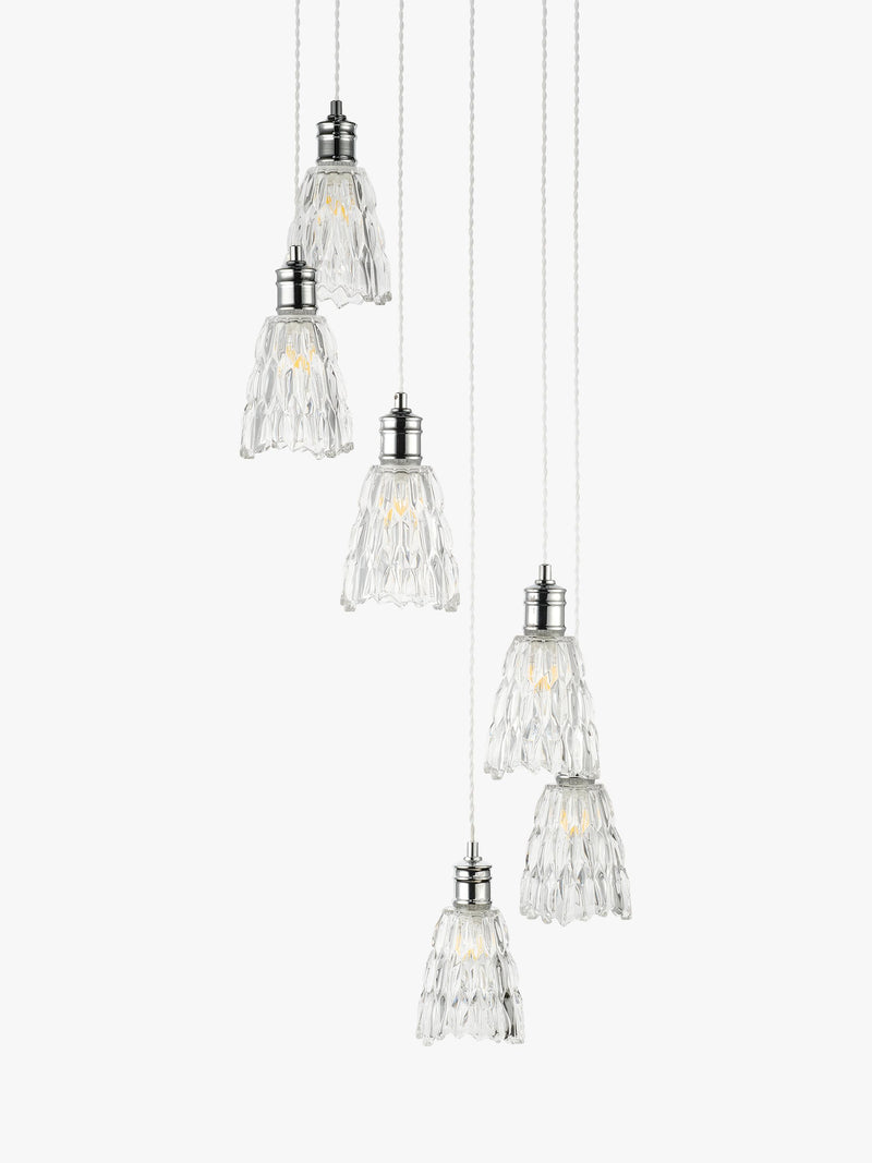 John Lewis Marlow crystal glass pendant cluster chrome finish, imported from the UK