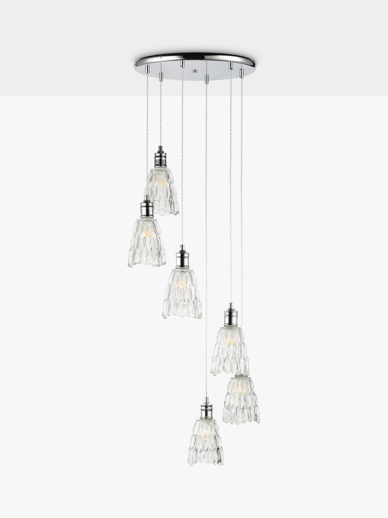 John Lewis Marlow crystal glass pendant cluster chrome finish, imported from the UK
