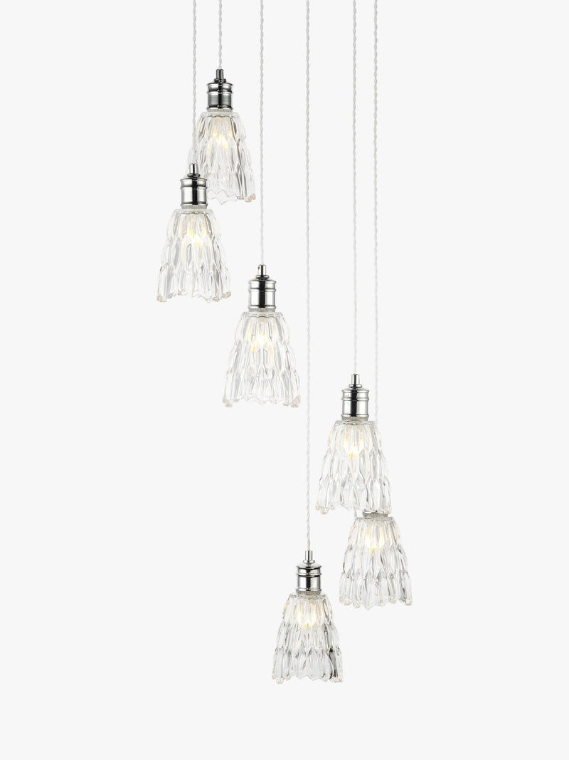 John Lewis Marlow crystal glass pendant cluster chrome finish, imported from the UK