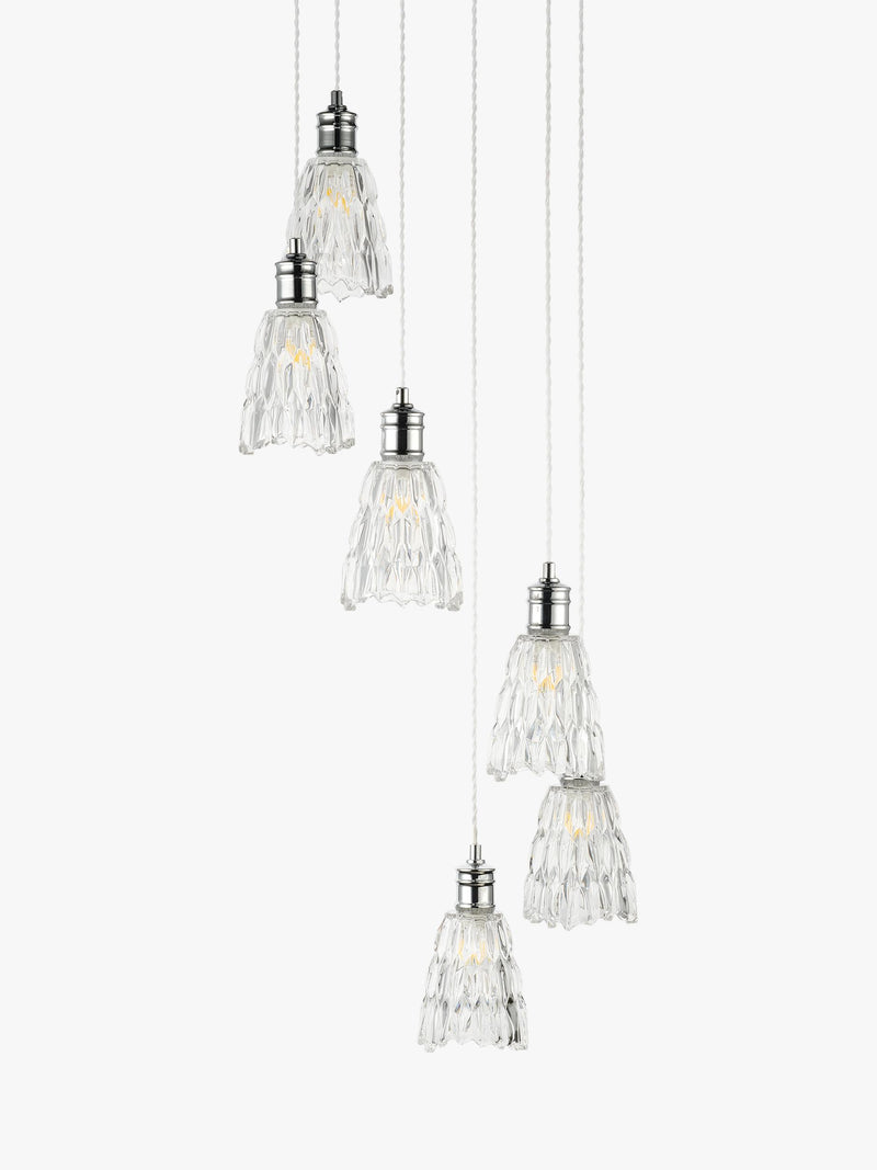 John Lewis Marlow crystal glass pendant cluster chrome finish, imported from the UK