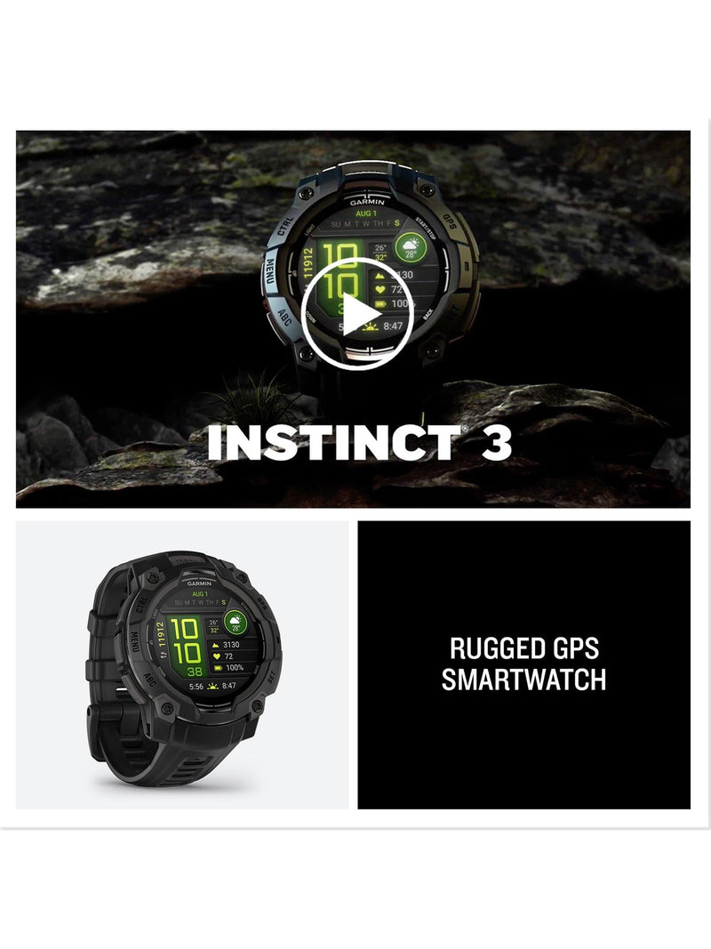 Garmin Instinct 3 rugged GPS smartwatch 45mm black, UK version