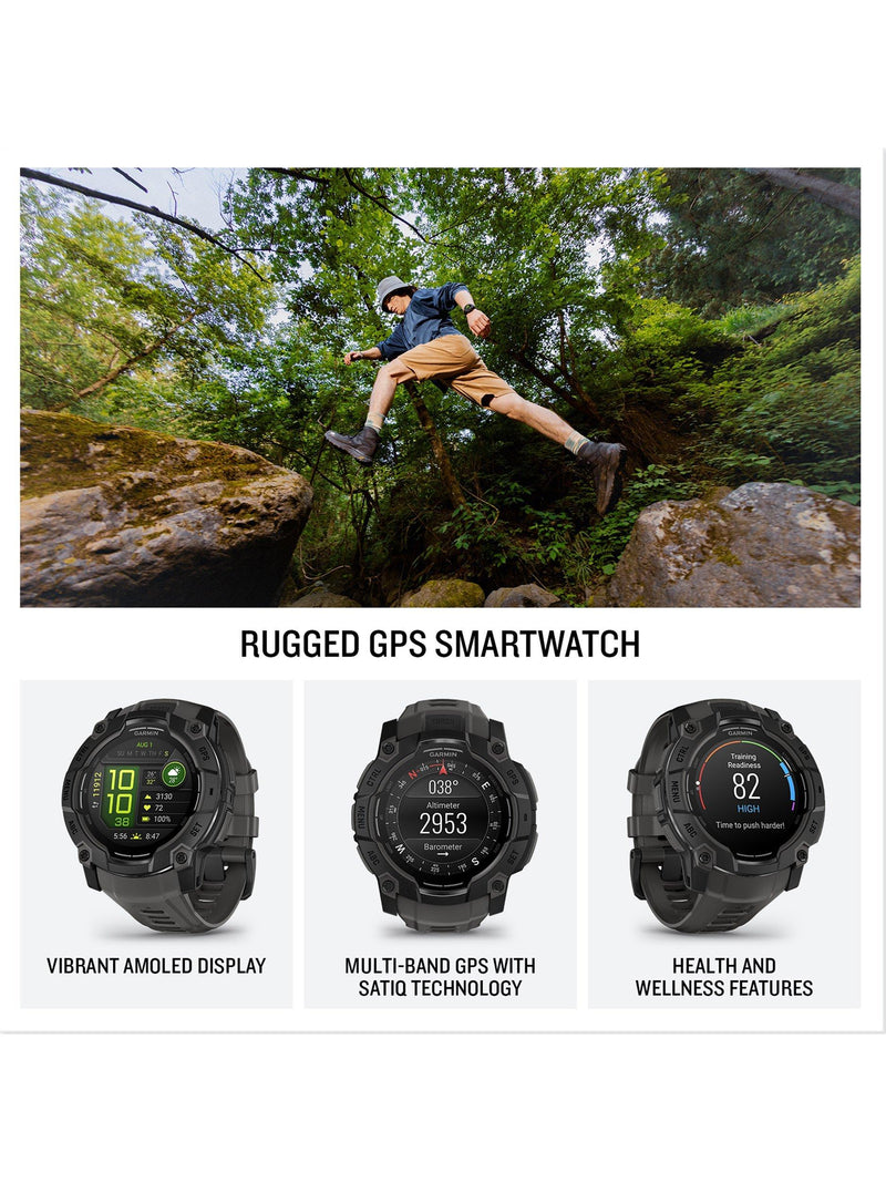 Garmin Instinct 3 50mm smartwatch black bezel charcoal band - British product