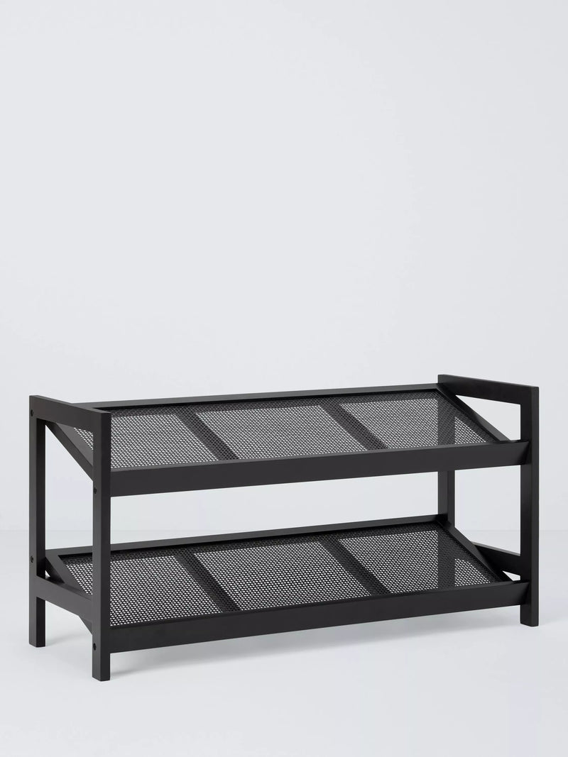 John Lewis poly rattan and bamboo 2 tier shoe rack black (British brand)