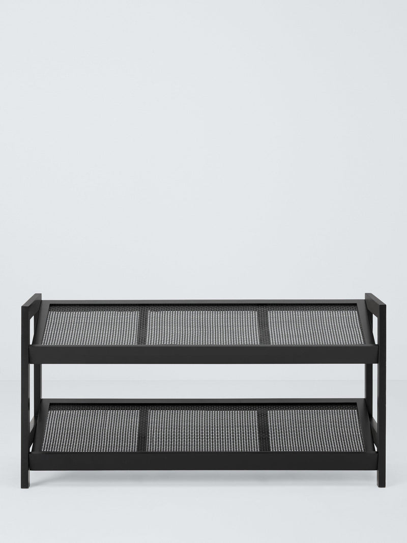 John Lewis poly rattan and bamboo 2 tier shoe rack black (British brand)