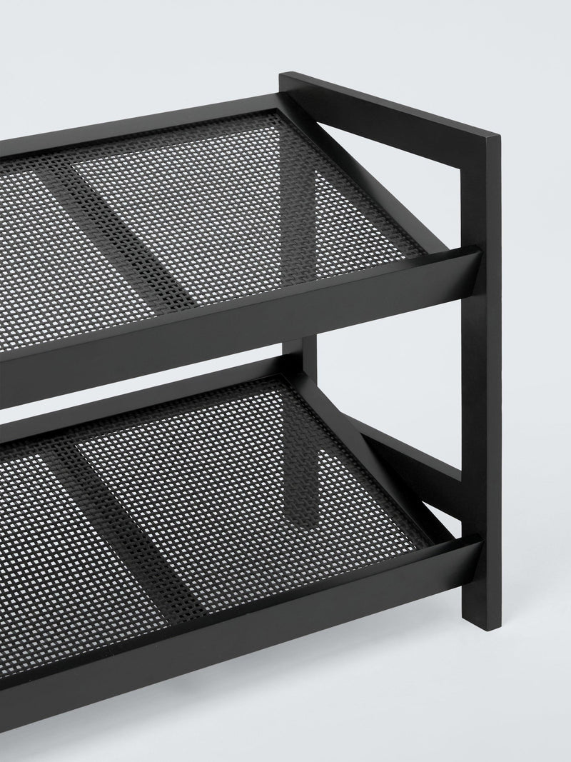John Lewis poly rattan and bamboo 2 tier shoe rack black (British brand)