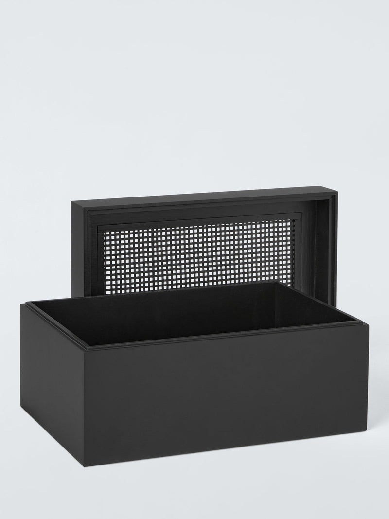 John Lewis black bamboo and rattan storage box, imported from the UK
