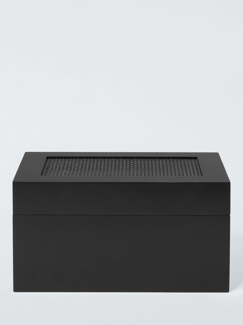John Lewis black bamboo and rattan storage box, imported from the UK