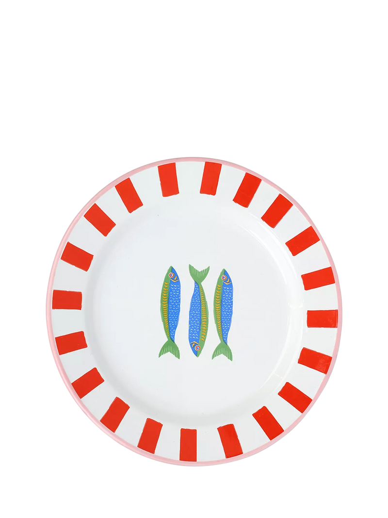 Talking Tables fish enamel plate 20cm, UK version