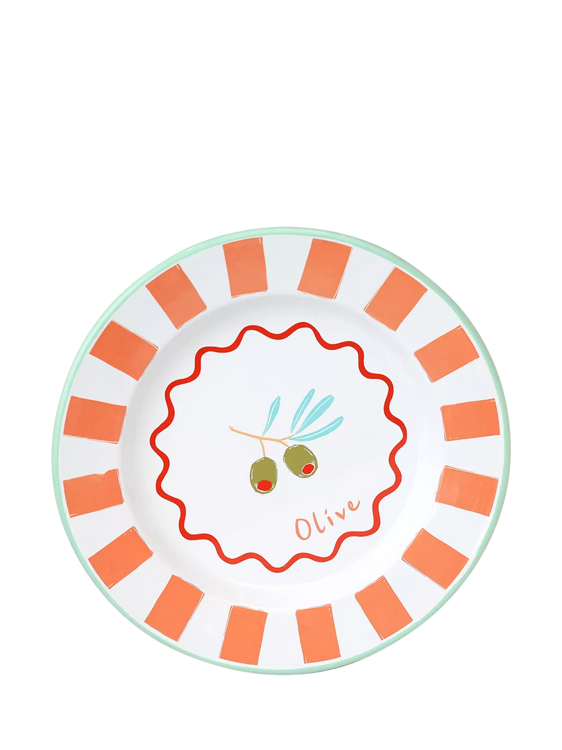 Talking Tables Bon Appetit olive enamel plate 25cm, UK version