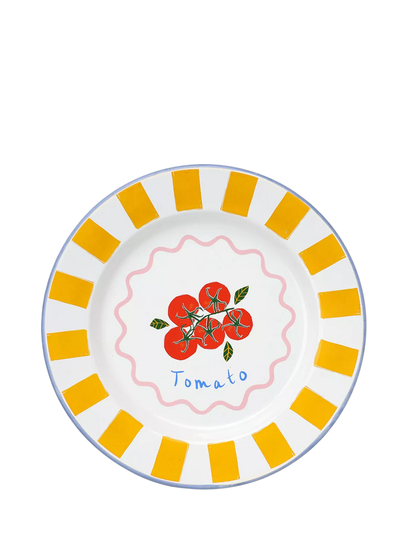 Talking Tables tomato enamel plate 25cm, UK version