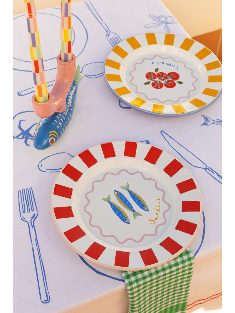 Talking Tables tomato enamel plate 25cm, UK version