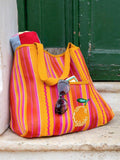 Talking Tables lemon and striped print recycled tote bag, imported from the UK